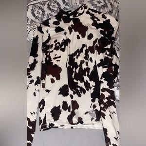 willow & root cow print mock neck